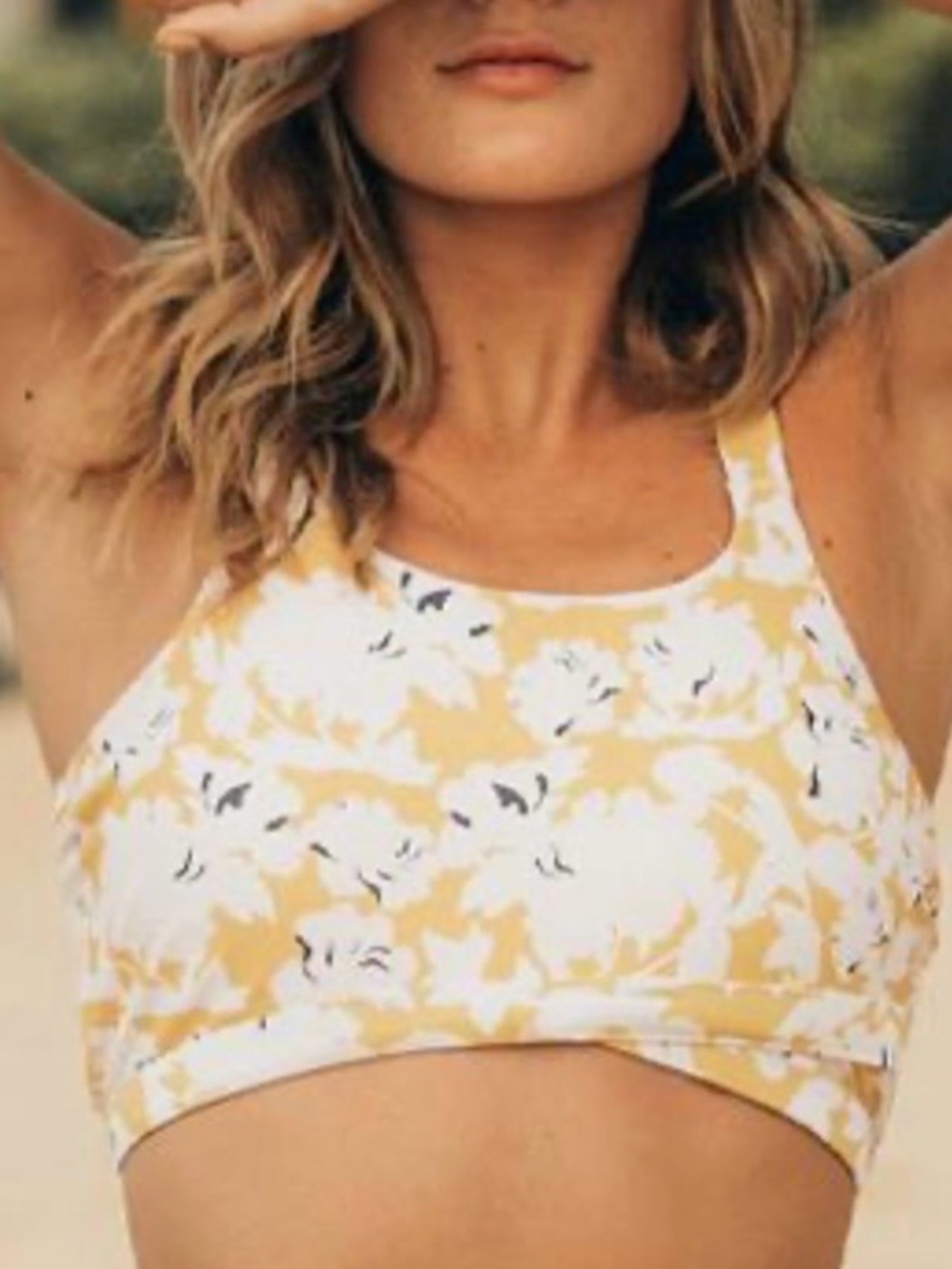 Nani Swimwear Bralette Bikini Top Mustard  Floral Yellow White Size Large Beach